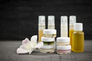 Skincare Products with Flower